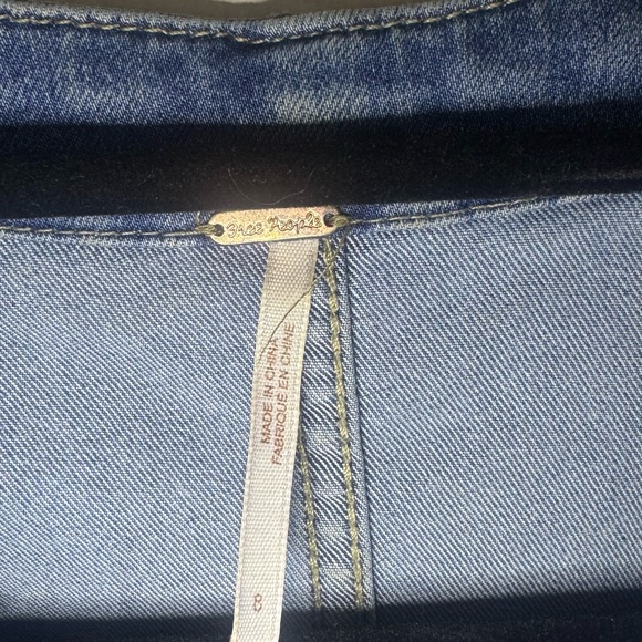 Free People Wandering Star Denim Mini Dress Size 8 - Picture 3 of 5